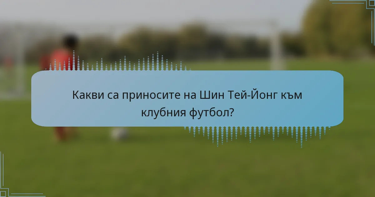 Какви са приносите на Шин Тей-Йонг към клубния футбол?